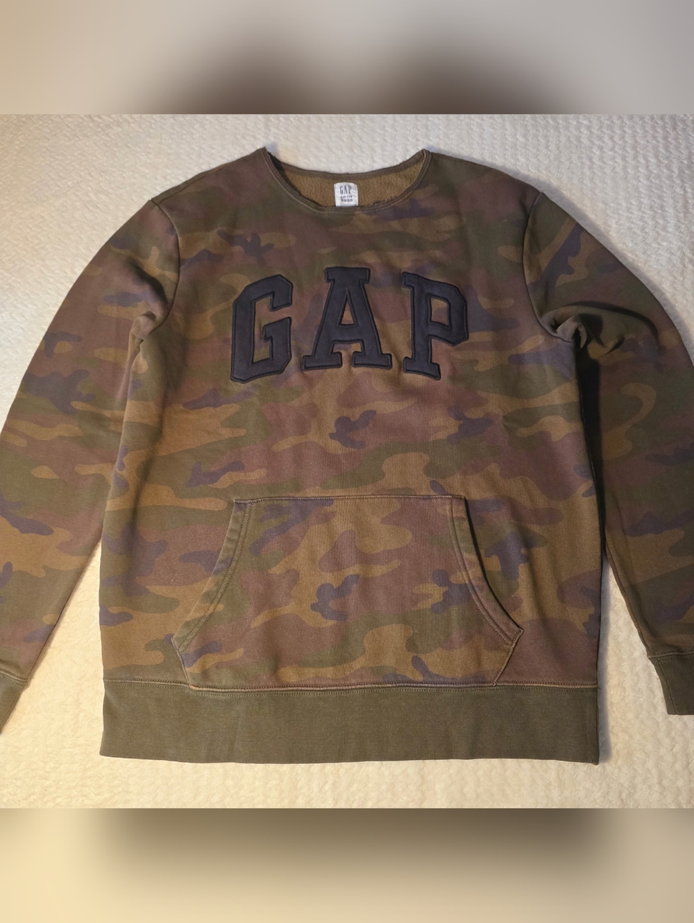 GAP Womens Camouflage Crewneck Sweatshirt - Olive, Brown